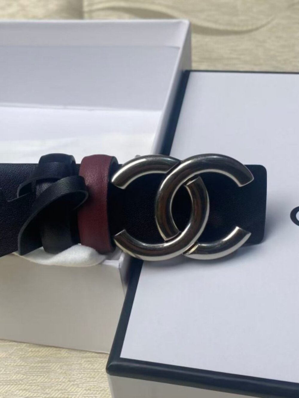 Reversible Leather Chanel CC Logo Belt Size 80cm - Picture 5 of 5